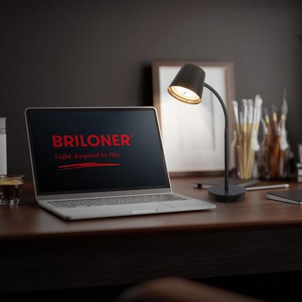 BRILONER Biwo LED bezdrátová stolní lampička, stmívatelná, nastavitelná, černá 7502015
