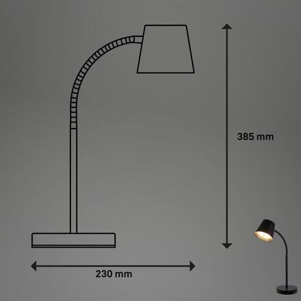 BRILONER Biwo LED bezdrátová stolní lampička, stmívatelná, nastavitelná, černá 7502015