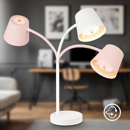 BRILONER Biwo LED bezdrátová stolní lampička, stmívatelná, nastavitelná, bílá 7502016