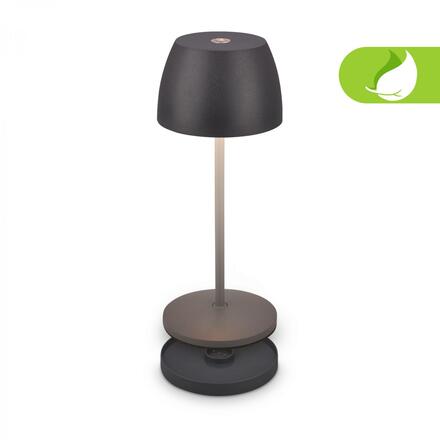 BRILONER Serina Mini LED stolní lampička bezdrátová IP44, stmívatelné, s nabíjecí základnou, antracit 7504015