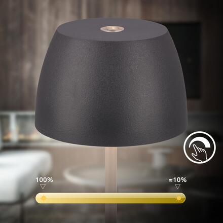BRILONER Serina Mini LED stolní lampička bezdrátová IP44, stmívatelné, s nabíjecí základnou, antracit 7504015