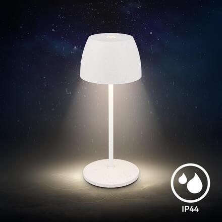 BRILONER Serina Mini LED stolní lampička bezdrátová IP44, stmívatelné, s nabíjecí základnou, bílé 7504016