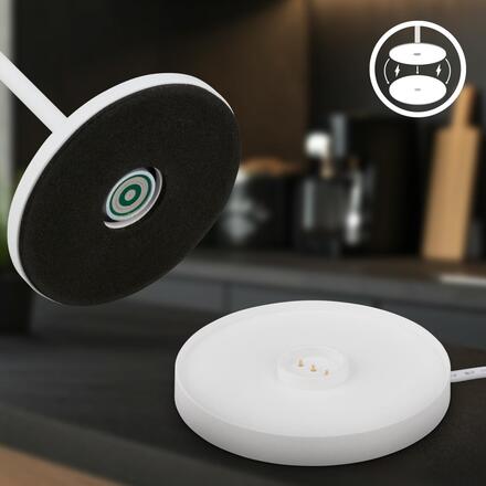 BRILONER Serina Mini LED stolní lampička bezdrátová IP44, stmívatelné, s nabíjecí základnou, bílé 7504016