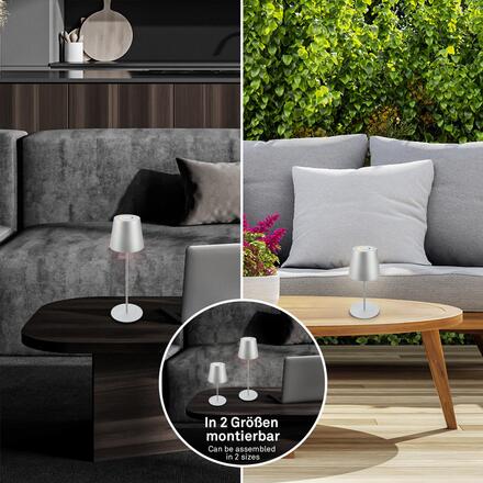 BRILONER Kiki stolní lampička bezdrátová, dotykový vypínač, pestrobarevné RGB+W světlo, nastavitelná výška, matný chrom 7507014