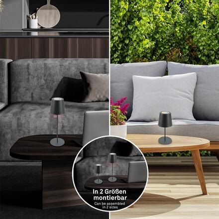 BRILONER Kiki stolní lampička bezdrátová, dotykový vypínač, pestrobarevné RGB+W světlo, nastavitelná výška, antracit 7507015