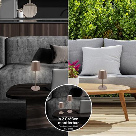 BRILONER Kiki stolní lampička bezdrátová, dotykový vypínač, nastavitelná výška, stmívatelné, nabíjecí, písková hnědá 7508012