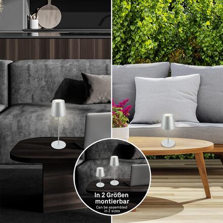 BRILONER Kiki stolní lampička bezdrátová, dotykový vypínač, nastavitelná výška, stmívatelné, nabíjecí, matný chrom 7508014