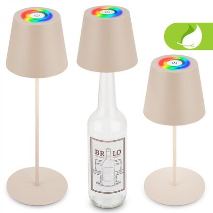 BRILONER Calida 3 v 1 RGBW stolní lampička bezdrátová IP44, stmívatelné, dotykový vypínač, béžová 7510011