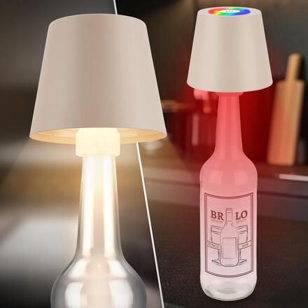 BRILONER Calida 3 v 1 RGBW stolní lampička bezdrátová IP44, stmívatelné, dotykový vypínač, béžová 7510011