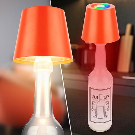 BRILONER Calida stolní lampička - 2,5W, 200lm, nabíjecí, LED, stmívatelné, RGBW, uchycení na láhev, oranžová 7510012
