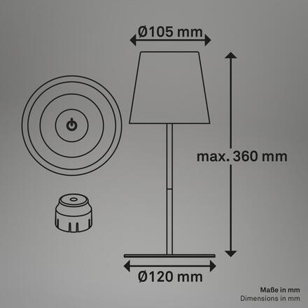 BRILONER Calida stolní lampička - 2,5W, 200lm, nabíjecí, LED, stmívatelné, RGBW, uchycení na láhev, bronzová 7510013