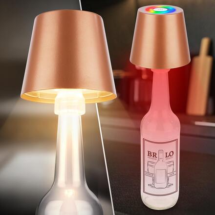 BRILONER Calida stolní lampička - 2,5W, 200lm, nabíjecí, LED, stmívatelné, RGBW, uchycení na láhev, bronzová 7510013