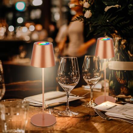 BRILONER Calida stolní lampička - 2,5W, 200lm, nabíjecí, LED, stmívatelné, RGBW, uchycení na láhev, bronzová 7510013