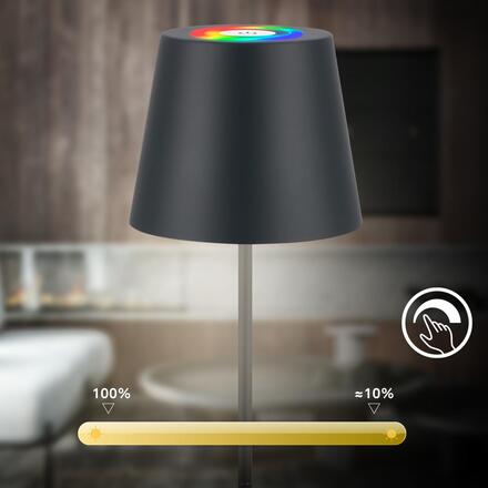 BRILONER Calida 3 v 1 RGBW stolní lampička na baterie IP44, stmívatelné, dotykový vypínač, antracit 7510015