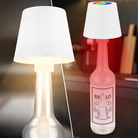 BRILONER Calida 3 v 1 RGBW LED stolní lampička bezdrátová IP44, stmívatelné, dotykový vypínač, bílá 7510016
