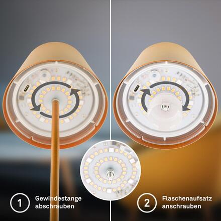 BRILONER Calida 3 v 1 RGBW LED stolní lampička bezdrátová IP44, stmívatelné, dotykový vypínač, zlatá 7510017