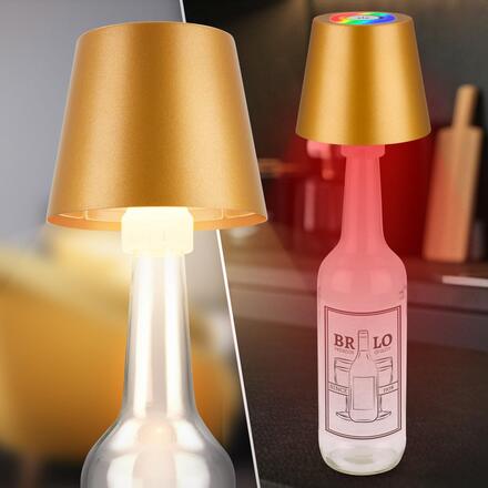 BRILONER Calida 3 v 1 RGBW LED stolní lampička bezdrátová IP44, stmívatelné, dotykový vypínač, zlatá 7510017