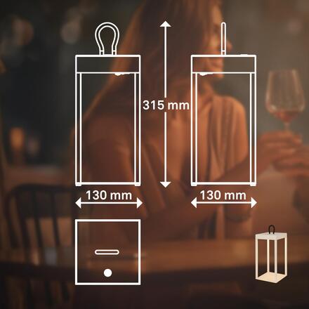 BRILONER Luca LED bezdrátová lucerna IP44, stmívatelné, dotykový vypínač, béžová 7511011