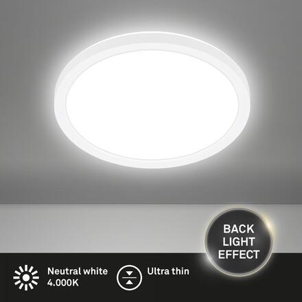 BRILONER Tava LED stropní svítidlo, ploché, přímé a nepřímé osvětlení, 1900 lm, 16 W, bílé, kruhové 24 cm 7515416