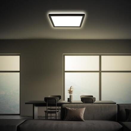 BRILONER Tava LED stropní svítidlo, ploché, přímé a nepřímé osvětlení, 1900 lm, 16 W, černá, 24x24 cm 7516415