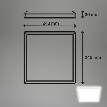 BRILONER Tava LED stropní svítidlo, ploché, přímé a nepřímé osvětlení, 1900 lm, 16 W, bílé, 24x24 cm 7516416