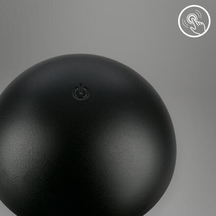BRILONER Fungo Mini LED stolní lampička bezdrátová IP44, stmívatelné, dotykový vypínač, černá 7520015
