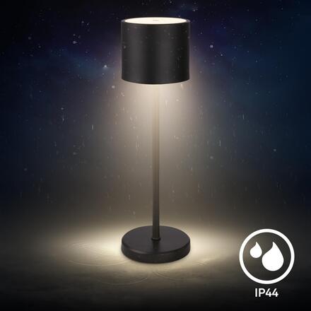 BRILONER Sigo LED stolní lampička bezdrátová IP44, stmívatelné, s nabíjecí základnou, černá 7521015