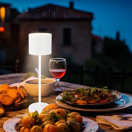 BRILONER Sigo LED stolní lampička bezdrátová IP44, stmívatelné, s nabíjecí základnou, bílé 7521016