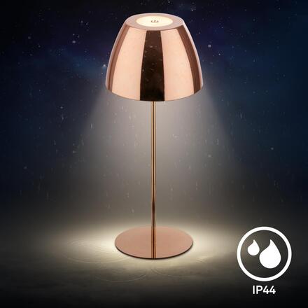 BRILONER Serina LED bezdrátová stolní lampička IP44, stmívatelná, dotykový vypínač, měď 7522013