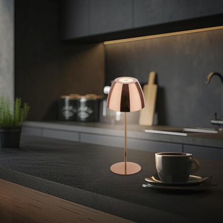 BRILONER Serina LED bezdrátová stolní lampička IP44, stmívatelná, dotykový vypínač, měď 7522013