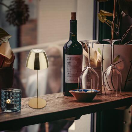 BRILONER Serina LED bezdrátová stolní lampička IP44, stmívatelná, dotykový vypínač, zlatá 7522017