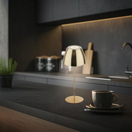 BRILONER Serina LED bezdrátová stolní lampička IP44, stmívatelná, dotykový vypínač, zlatá 7522017