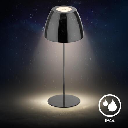BRILONER Serina LED bezdrátová stolní lampička IP44, stmívatelná, dotykový vypínač, černá/chrom 7522018
