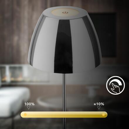 BRILONER Serina LED bezdrátová stolní lampička IP44, stmívatelná, dotykový vypínač, chrom 7522118