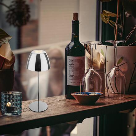 BRILONER Serina LED bezdrátová stolní lampička IP44, stmívatelná, dotykový vypínač, chrom 7522118