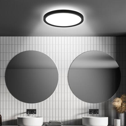 BRILONER Move LED stropní svítidlo s pohybové čidlo, přímé a nepřímé osvětlení, IP44, černá 7524415