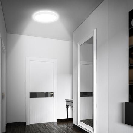BRILONER Move LED stropní svítidlo IP44, přímé a nepřímé osvětlení, pohybové čidlo, kruhové 24 cm, bílé 7524416