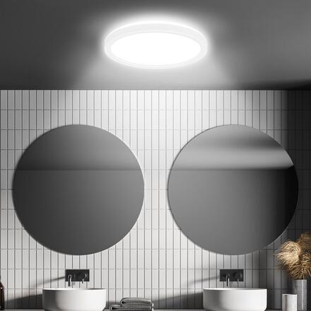 BRILONER Move LED stropní svítidlo IP44, přímé a nepřímé osvětlení, pohybové čidlo, kruhové 24 cm, bílé 7524416