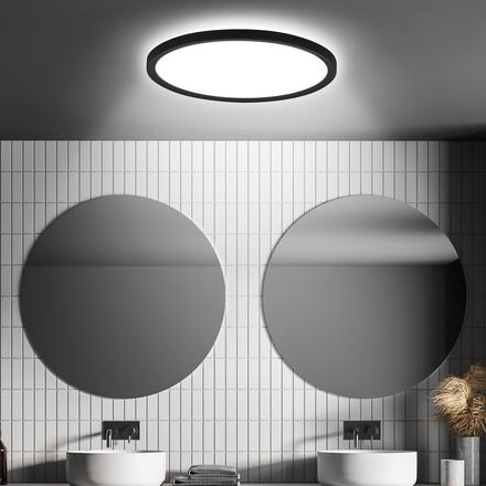 BRILONER Move LED stropní svítidlo IP44, přímé a nepřímé osvětlení, pohybové čidlo, černá 7525415