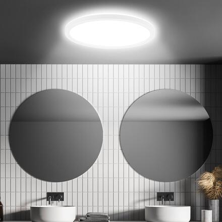 BRILONER Move LED stropní svítidlo IP44, přímé a nepřímé osvětlení, pohybové čidlo, kruhové 29 cm, bílé 7525416