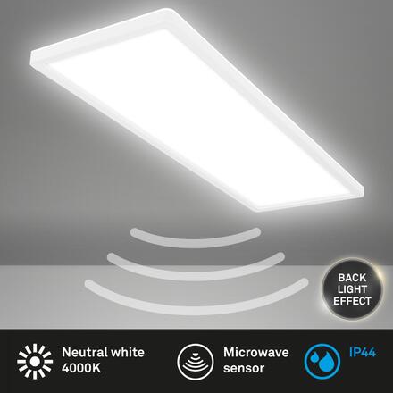 BRILONER Move LED stropní svítidlo IP44, přímé a nepřímé osvětlení, pohybové čidlo, 58 cm, bílé 7527416