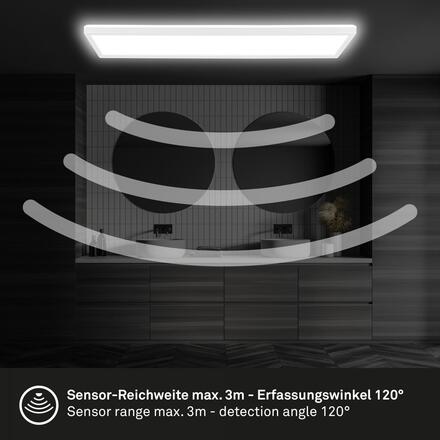 BRILONER Move LED stropní svítidlo IP44, přímé a nepřímé osvětlení, pohybové čidlo, 58 cm, bílé 7527416