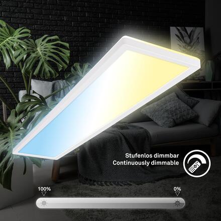 BRILONER Tava LED stropní svítidlo 98cm, stmívatelné, dálkový ovladač, bílé 7533016