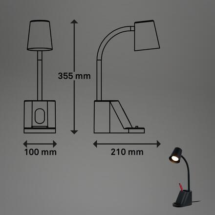 BRILONER Pahu lampička na psací stůl, nastavitelné, stojan na tužky, černá 7534015