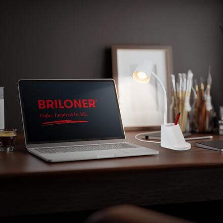 BRILONER Pahu lampička na psací stůl, nastavitelné, stojan na tužky, bílá 7534016