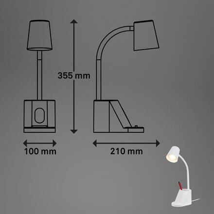 BRILONER Pahu lampička na psací stůl, nastavitelné, stojan na tužky, bílá 7534016