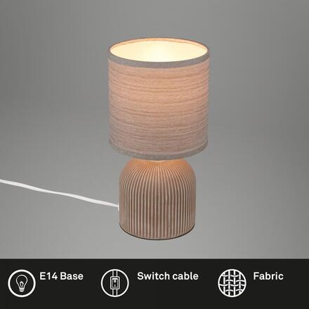 BRILONER Ino stolní lampička, látkové stínidlo, keramický podstavec, 15x28 cm (DxH), hnědá 7538011