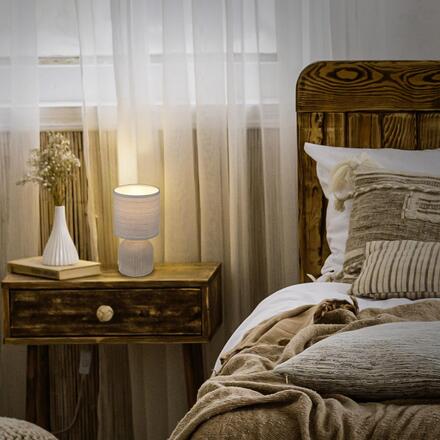 BRILONER Ino stolní lampička, látkové stínidlo, keramický podstavec, 15x28 cm (DxH), hnědá 7538011