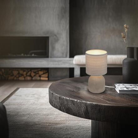 BRILONER Ino stolní lampička, látkové stínidlo, keramický podstavec, 15x28 cm (DxH), hnědá 7538011