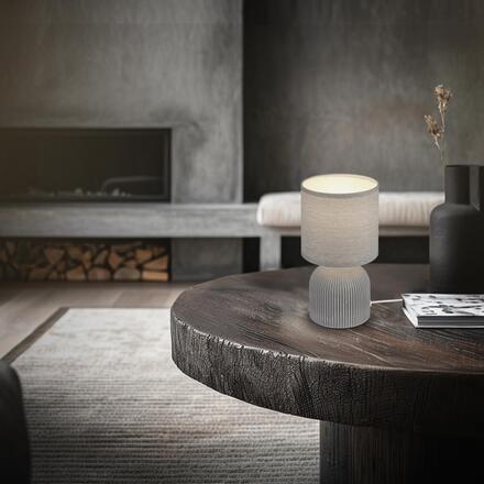 BRILONER Ino stolní lampička, látkové stínidlo, keramický podstavec, 15x28 cm (DxH), šedá 7538014